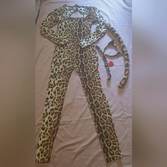 Adult Women's Leopard Catsuit Costume - Picture 1 of 3